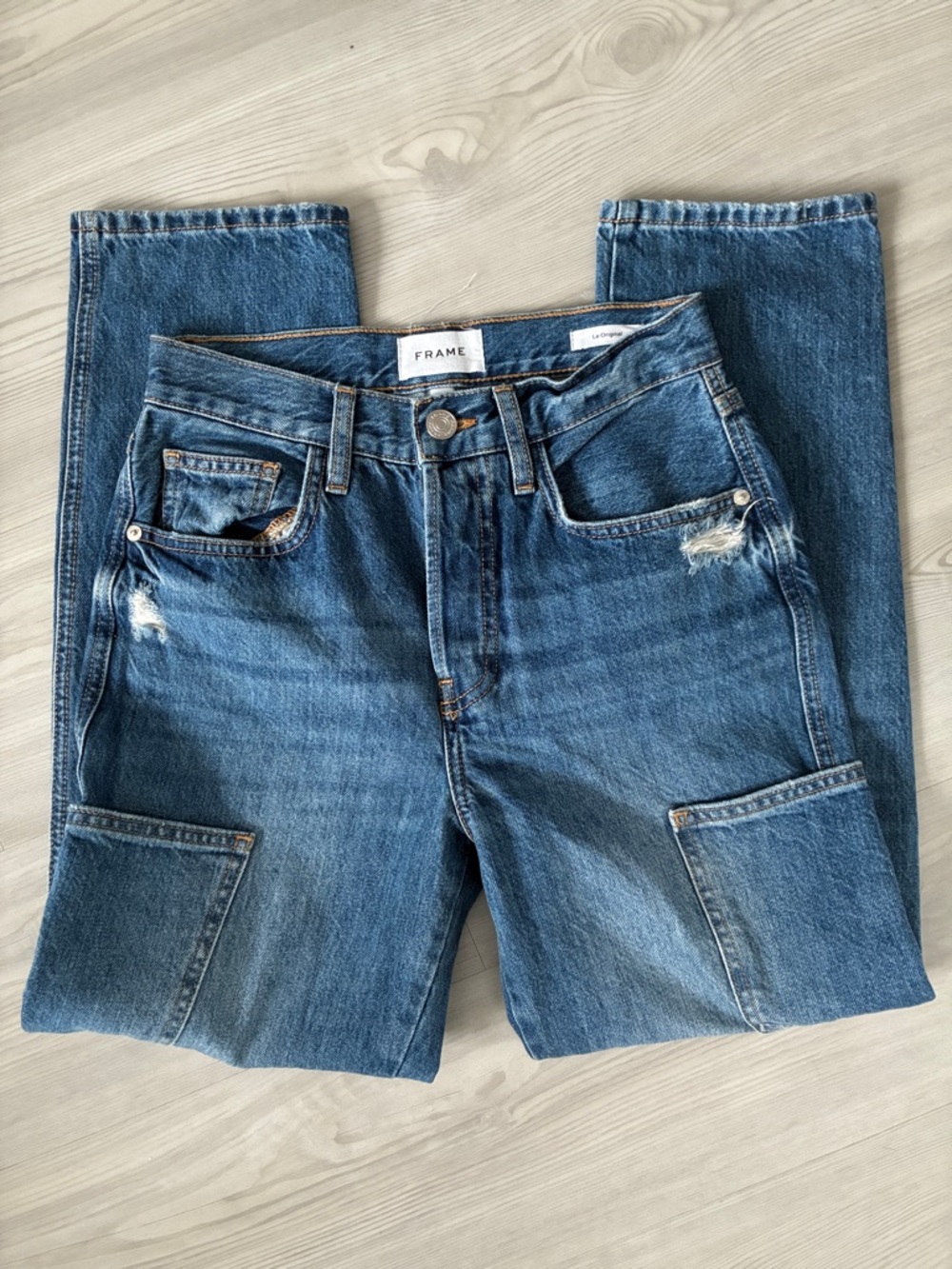 Frame Size 24 Denim Side Pocket Le Original Cargo Jean - Picture 6 of 10